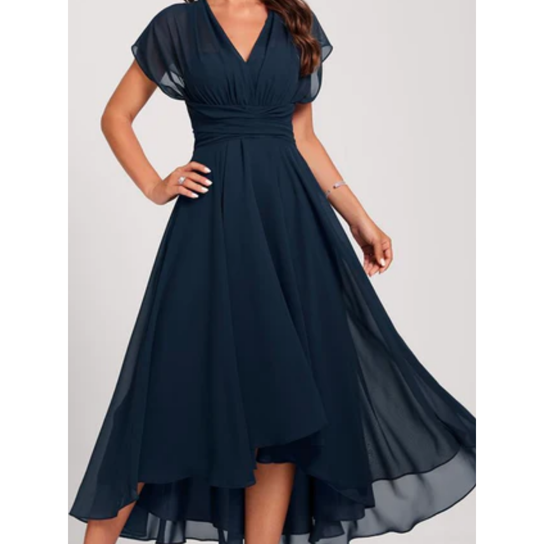 Kharlyn - Rochie Formală Midi cu Decolteu în V Elegantă