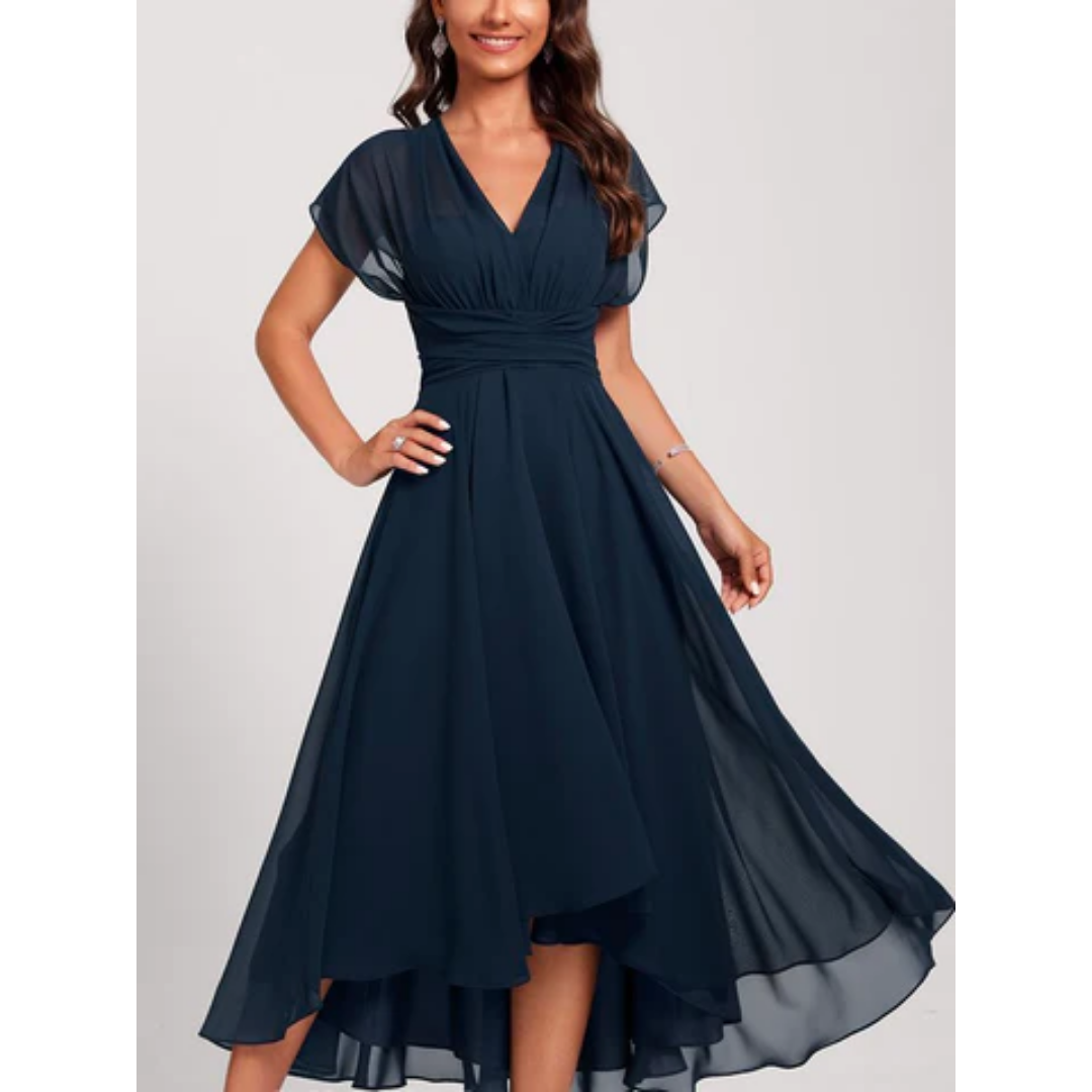Kharlyn - Rochie Formală Midi cu Decolteu în V Elegantă