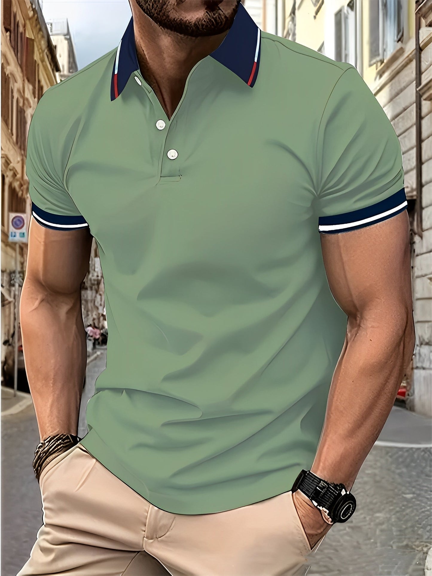 Matthew - Tricou polo simplu cu nasturi pentru bărbați