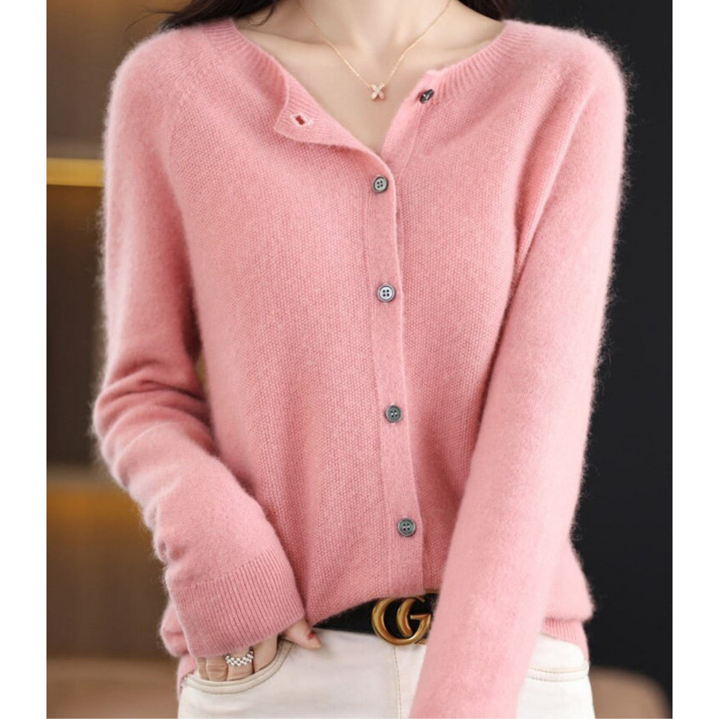 Mariví - Cardigan elegant cu guler rotund din lână