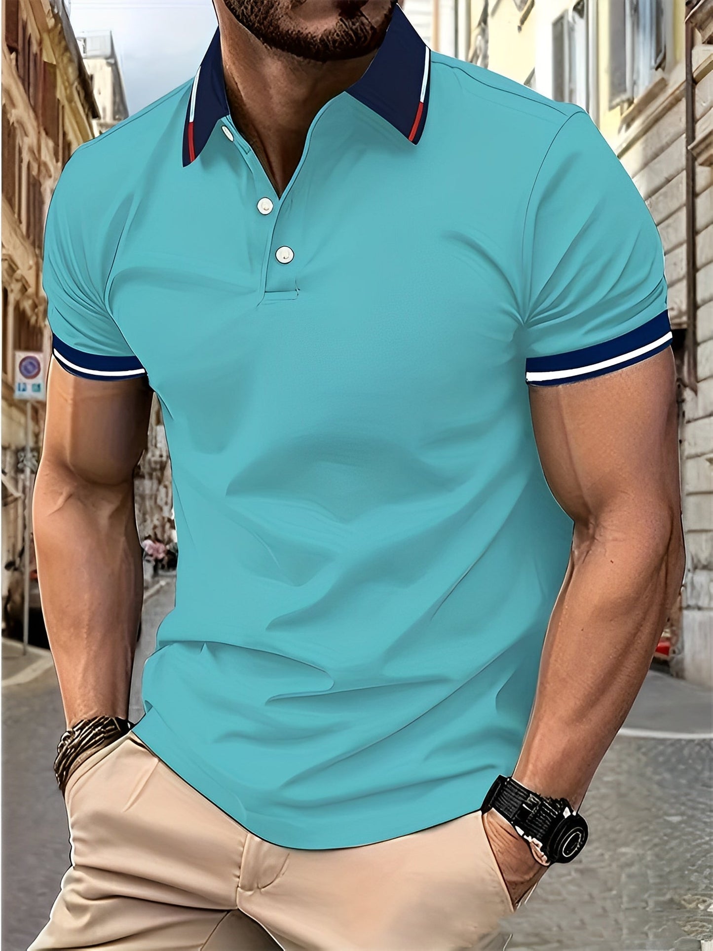 Matthew - Tricou polo simplu cu nasturi pentru bărbați