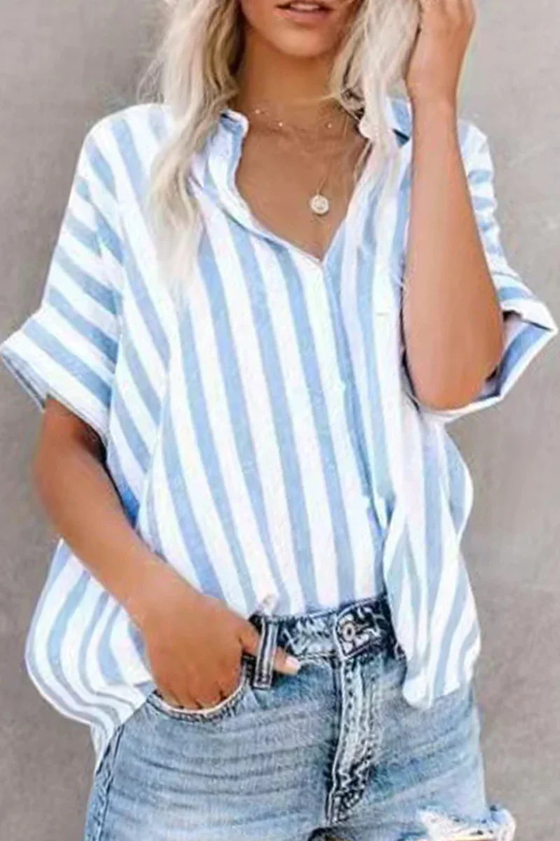 Novie - Top cu Dungi Patchwork Vibrante