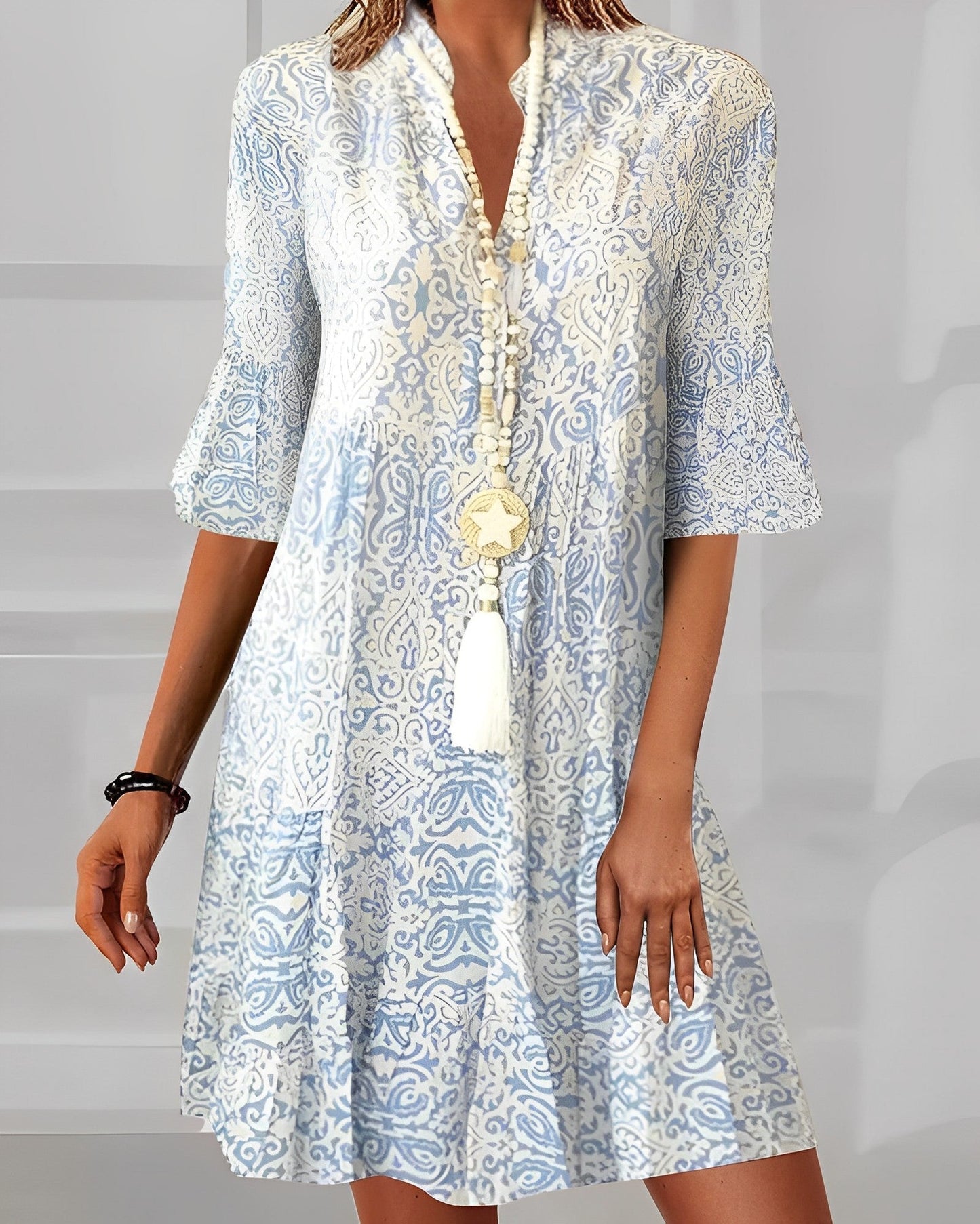 Elanora – Rochie cu Imprimeu de Eleganță Timeless