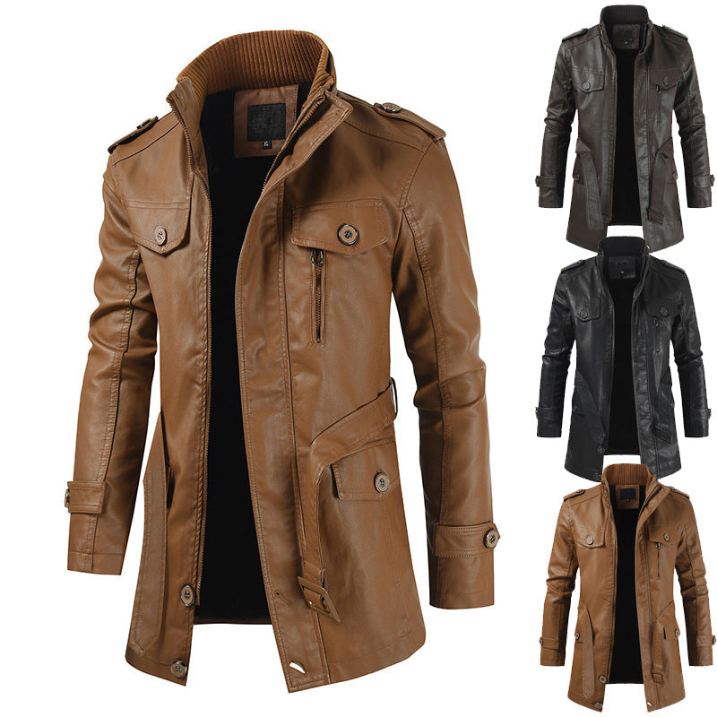 Howard - Trench retro de piele pentru bărbați