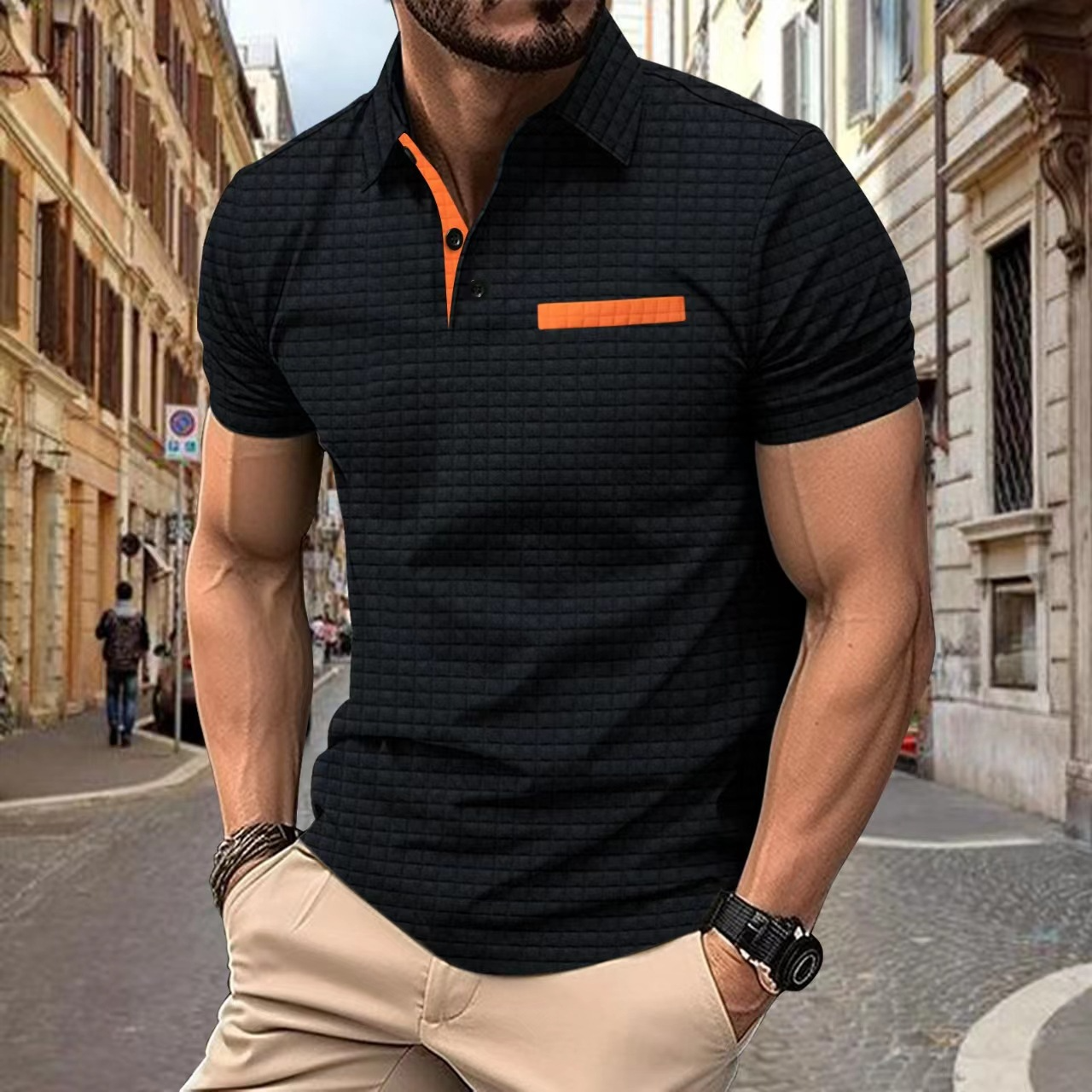 Jamison - Tricou Polo Slim-Fit cu Carouri pentru Bărbați