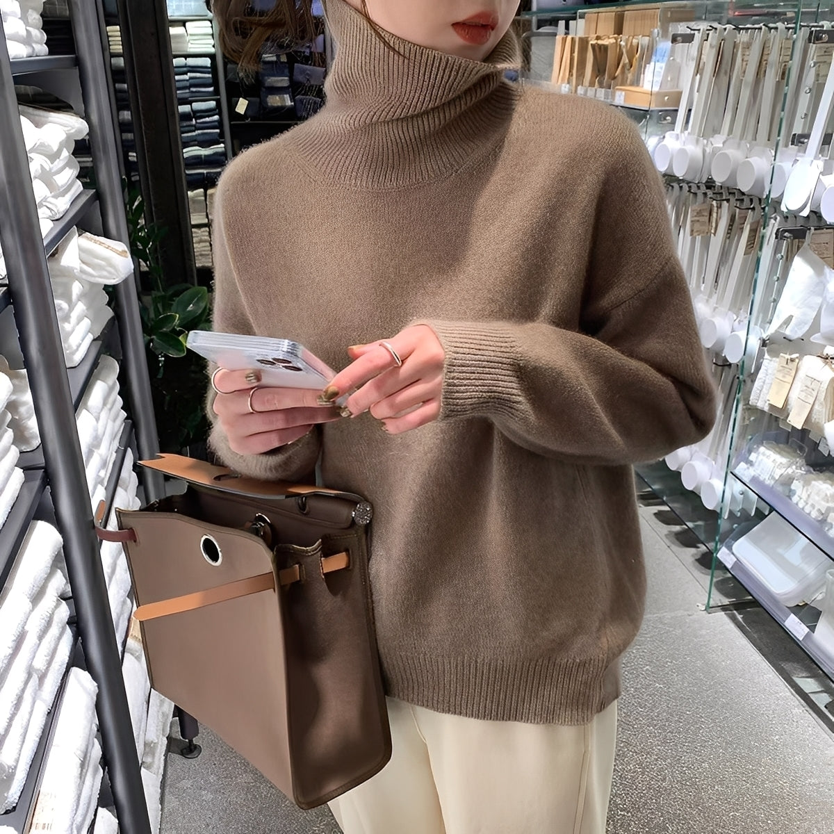 Natalia - Elegant pulover cu guler înalt din cașmir pentru femei