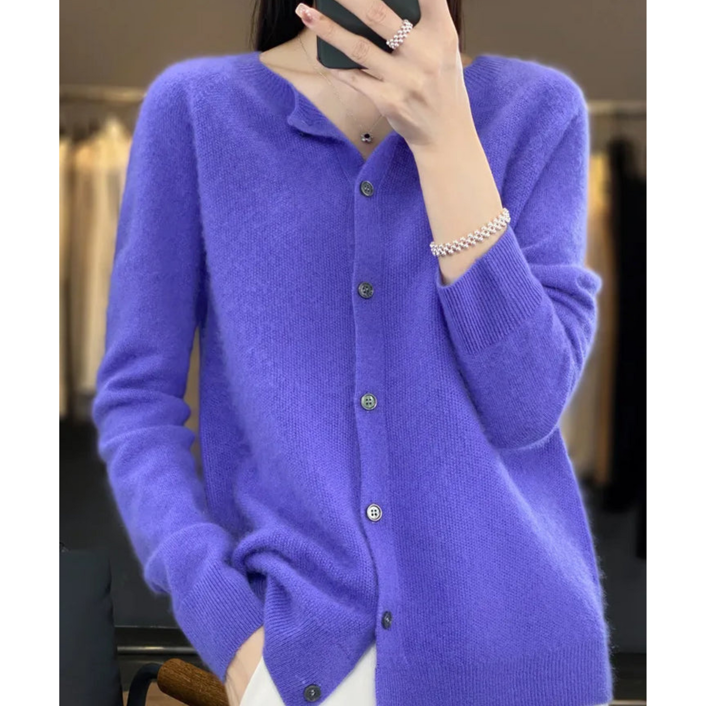 Mariví - Cardigan elegant cu guler rotund din lână