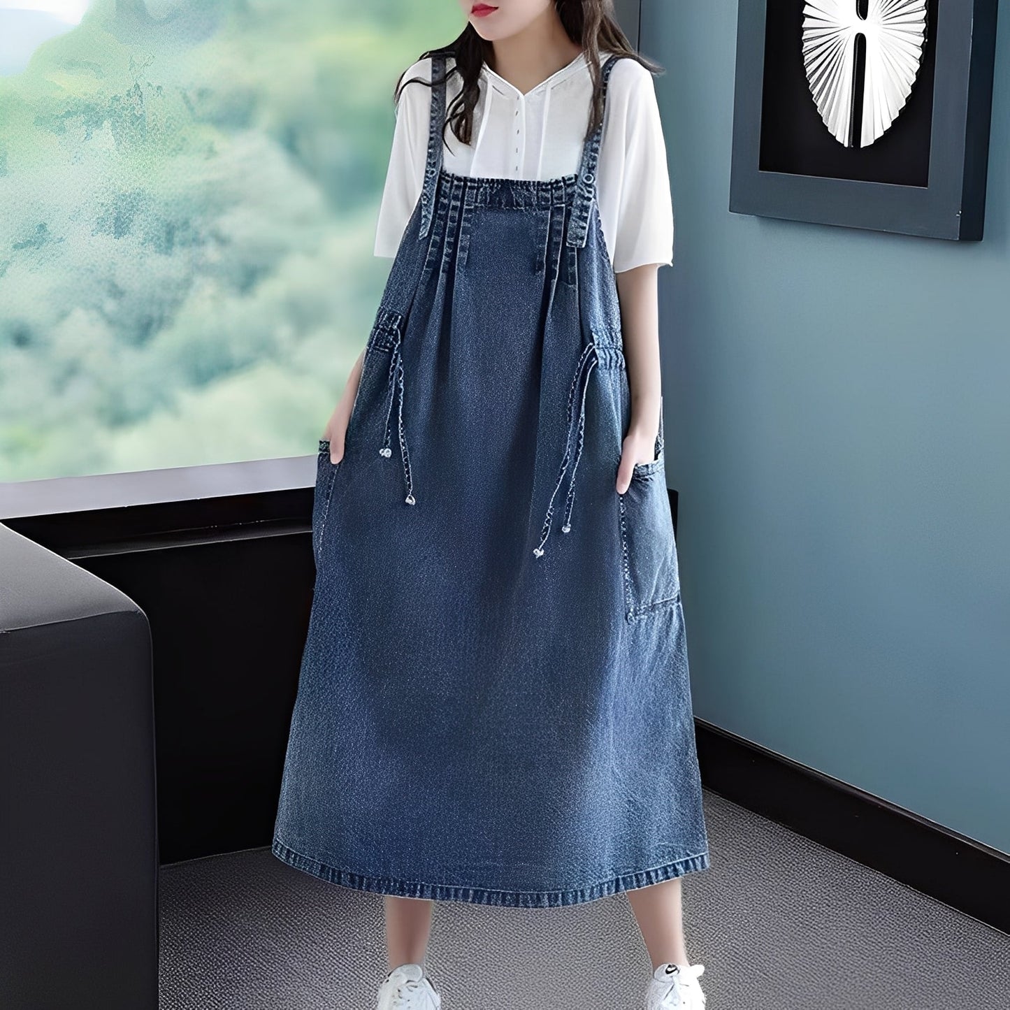 Kelsey - Rochie din blugi casual cu buzunare pentru femei