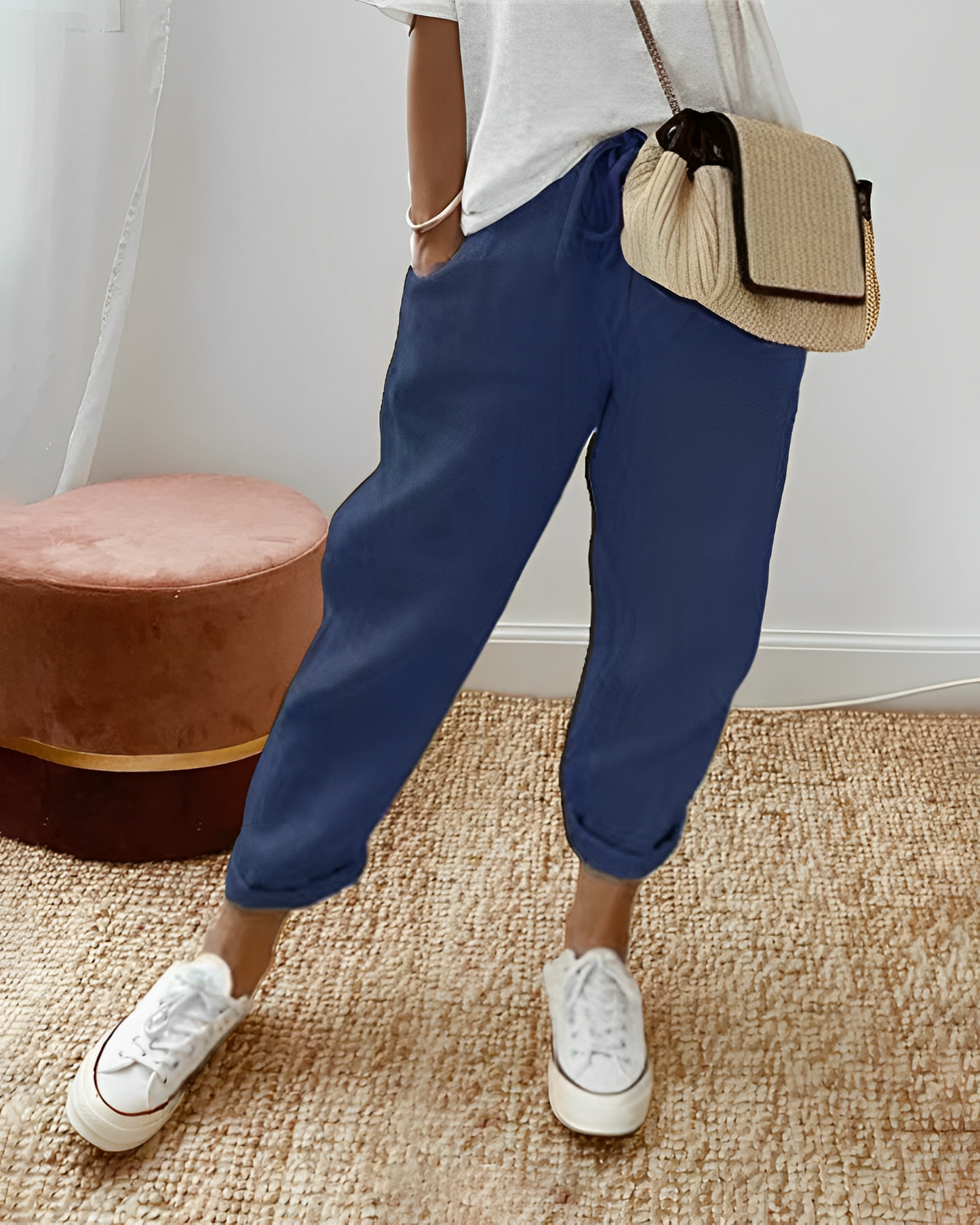 Sherie - Pantaloni lejeri, casual din in pentru femei