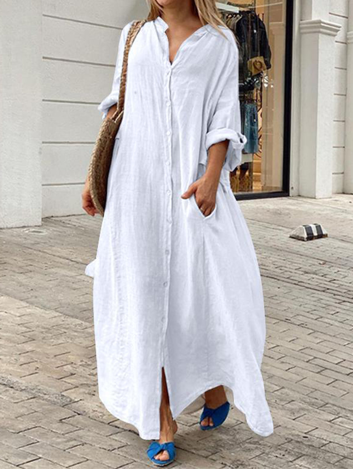 Carly - Rochie Relaxată cu Mâneci Lungi