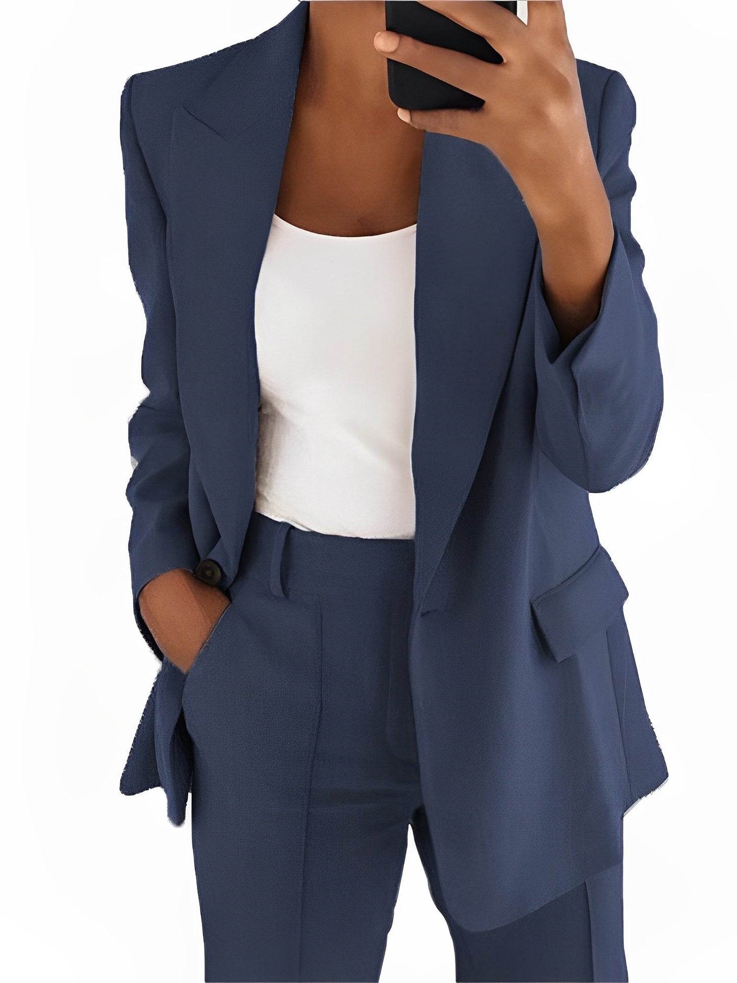 Lorainne - Costum Slim Lejer cu Rever pentru Femei