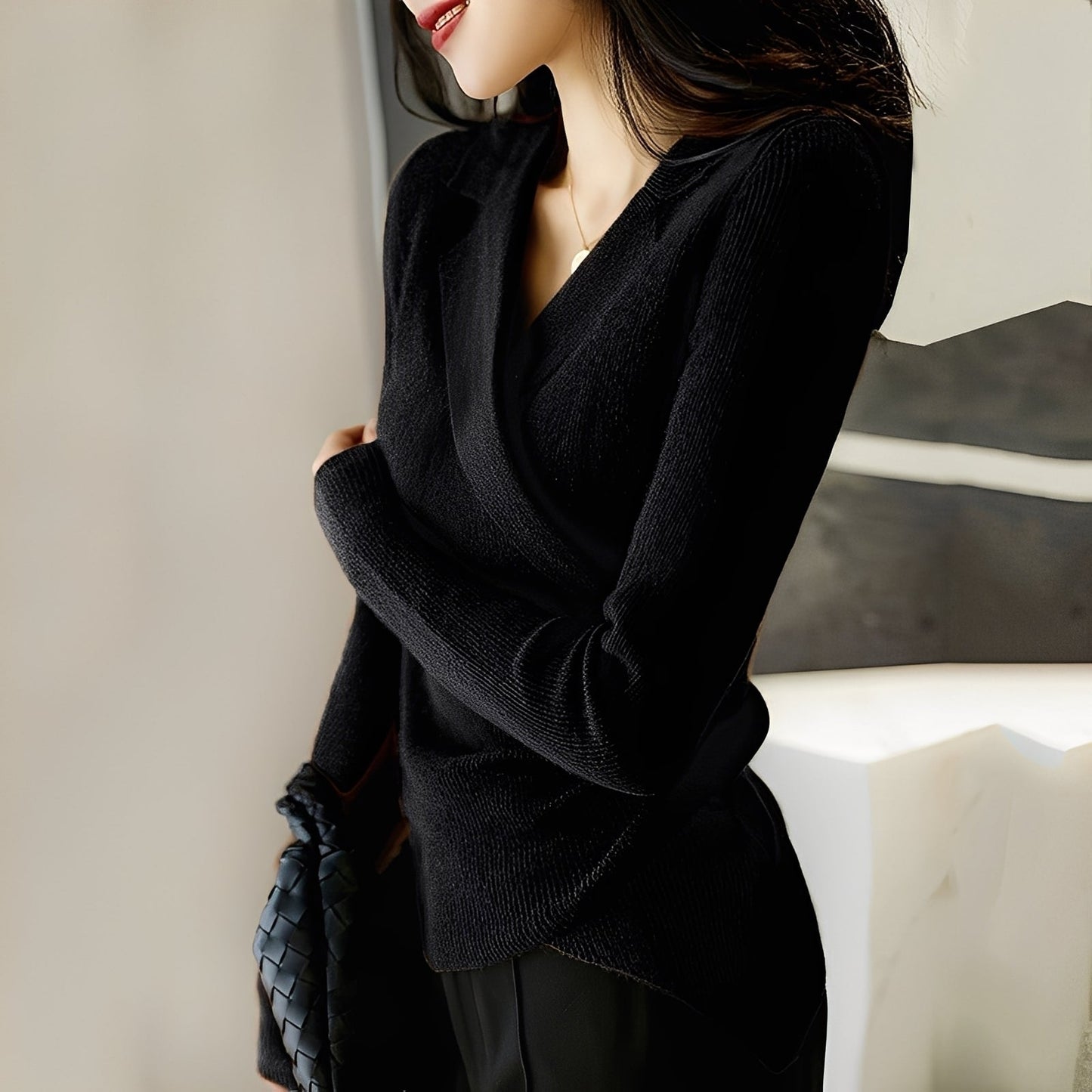 Myrtle - Pulover clasic asimetric slim-fit pentru dame