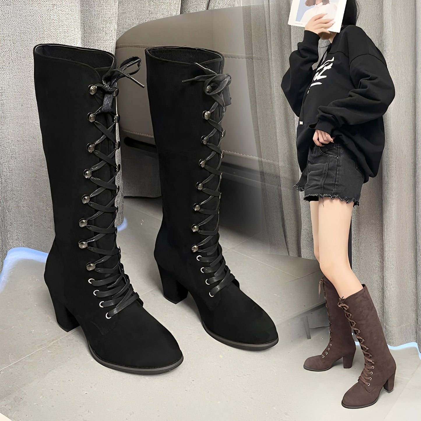 Bonnie - Cizme stilate până la genunchi pentru femei