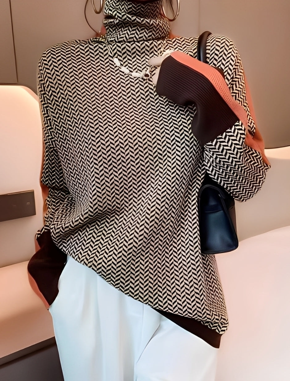 Bryony - Pulover tricotat stilat cu guler înalt pentru femei