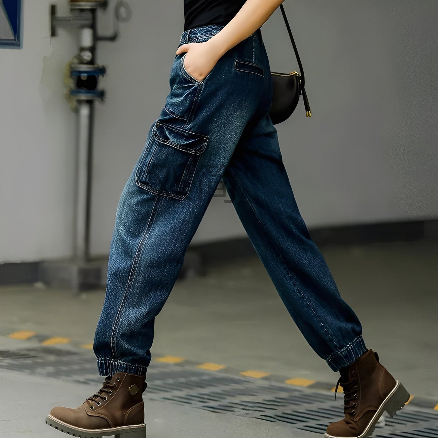 Kristal - Pantaloni din bumbac cu mai multe buzunare pentru femei