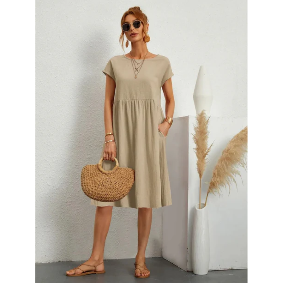 Menali - Rochie de Vară Damă Mânecă Scurtă Midi