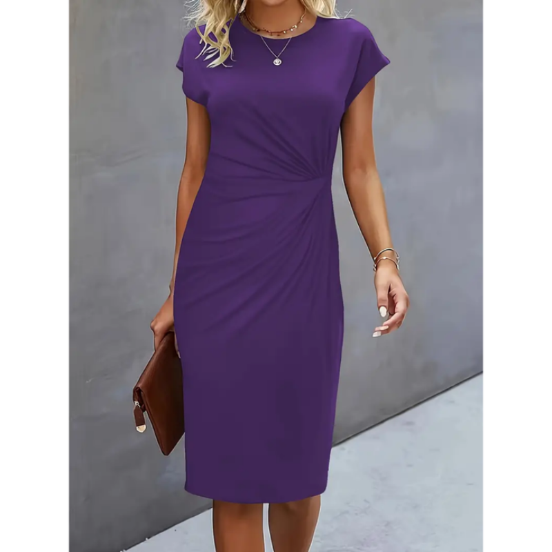 Miranda - Elegantă Rochie Midi Damă Mâneci Scurte