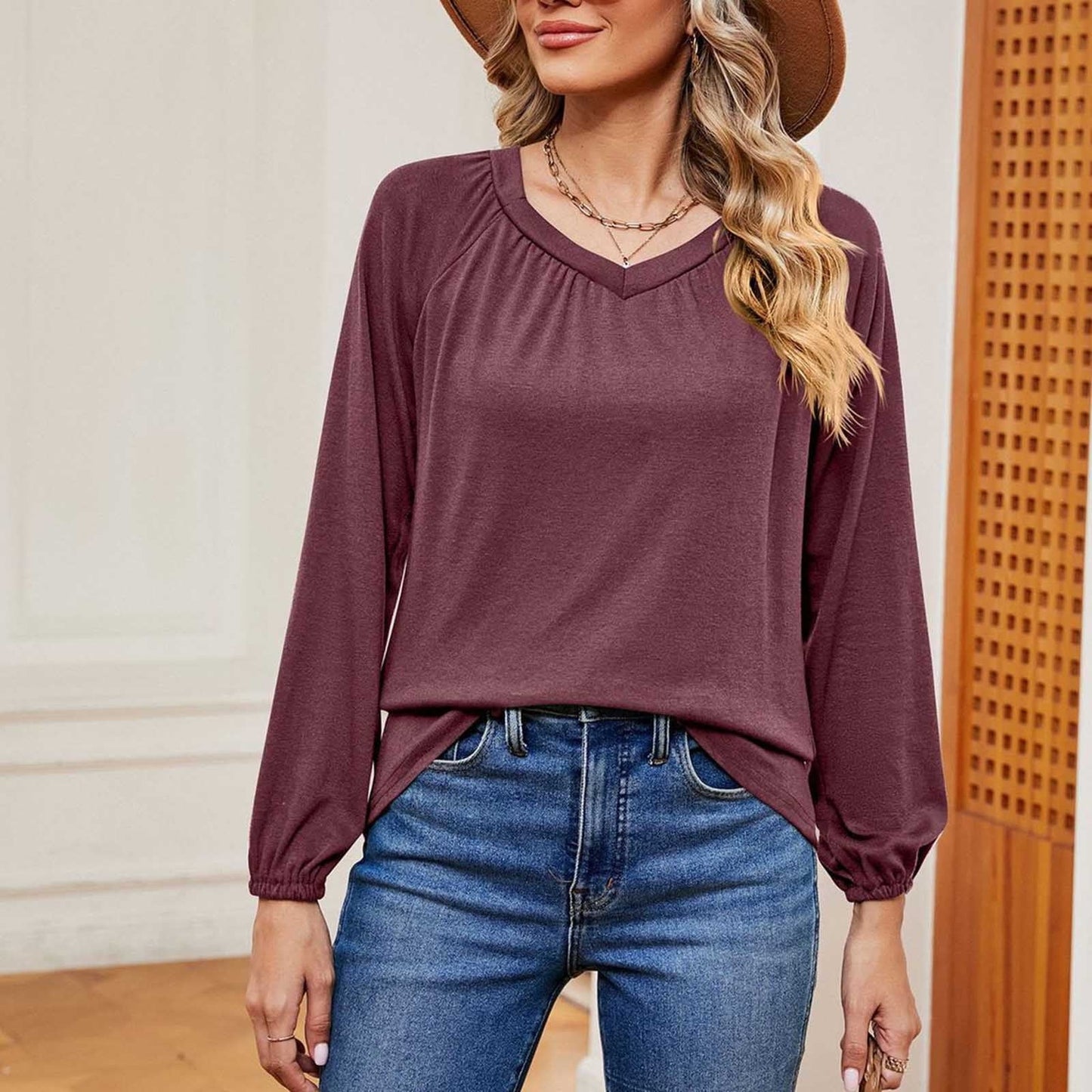 Nydia - Bluza casuală, ușoară cu mânecă lungă pentru femei