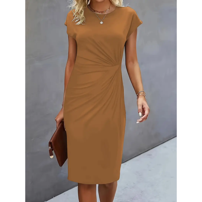 Miranda - Elegantă Rochie Midi Damă Mâneci Scurte