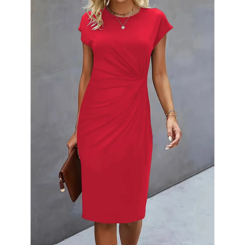 Miranda - Elegantă Rochie Midi Damă Mâneci Scurte