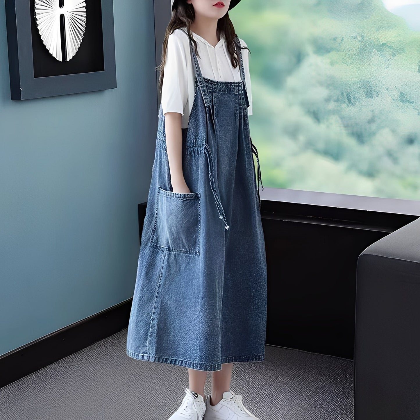 Kelsey - Rochie din blugi casual cu buzunare pentru femei
