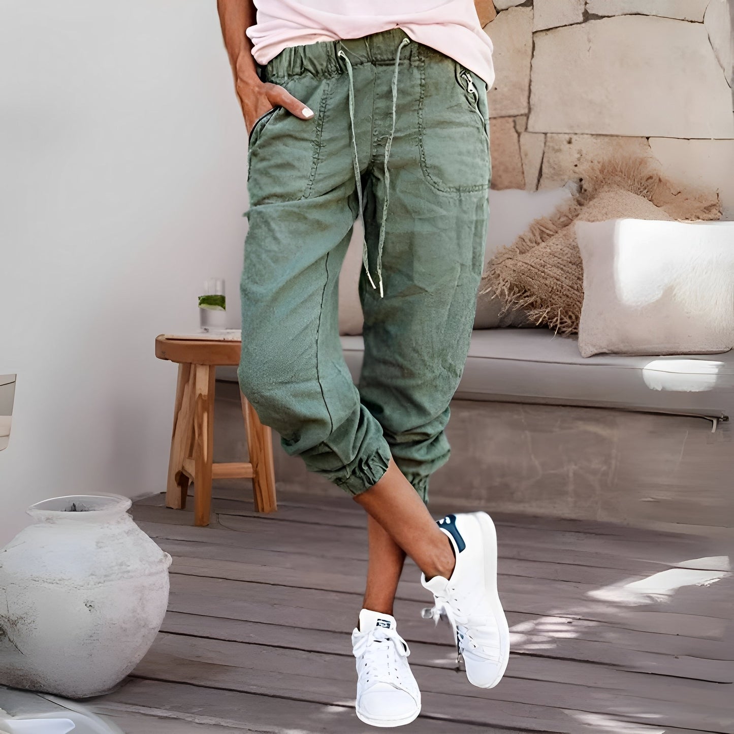Evalyn - Pantaloni cargo elastici și stilati pentru femei