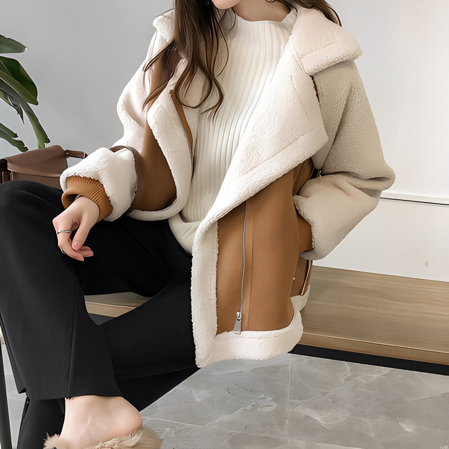 Lucienne - Haină oversize din blană sintetică moale pentru femei