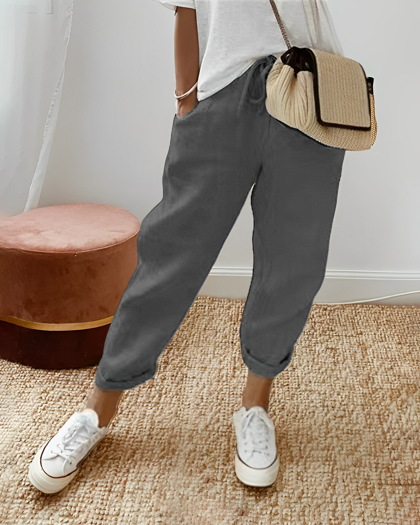 Sherie - Pantaloni lejeri, casual din in pentru femei