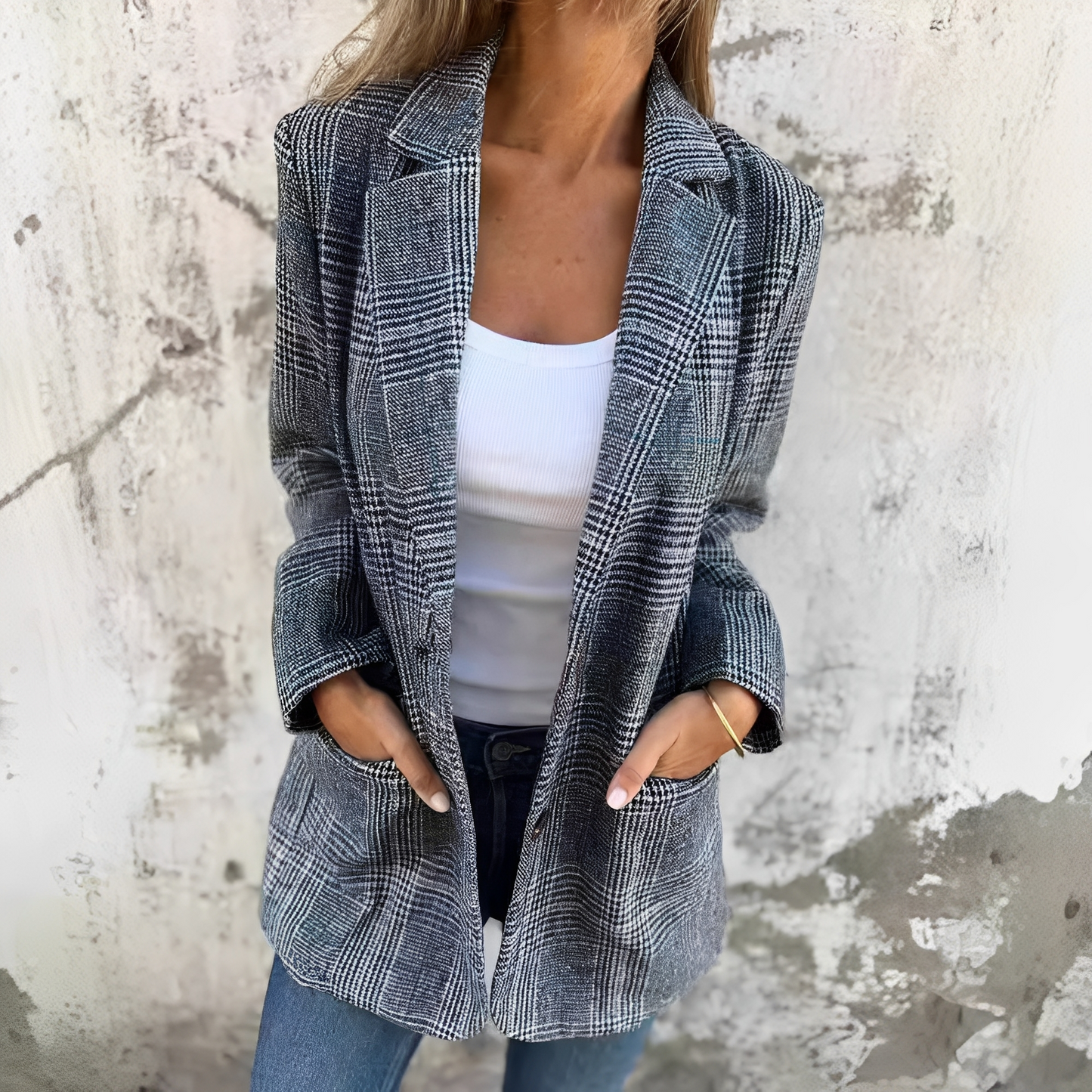 Ellen - Sacou formal cu carouri pentru dame