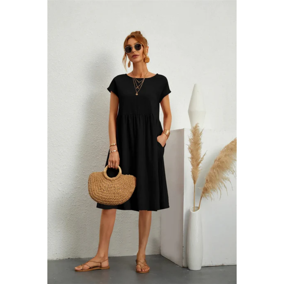 Menali - Rochie de Vară Damă Mânecă Scurtă Midi