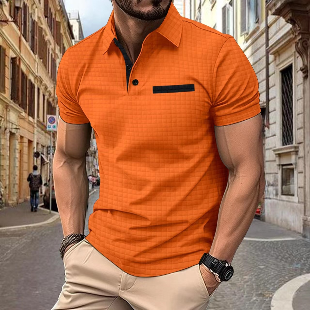 Jamison - Tricou Polo Slim-Fit cu Carouri pentru Bărbați
