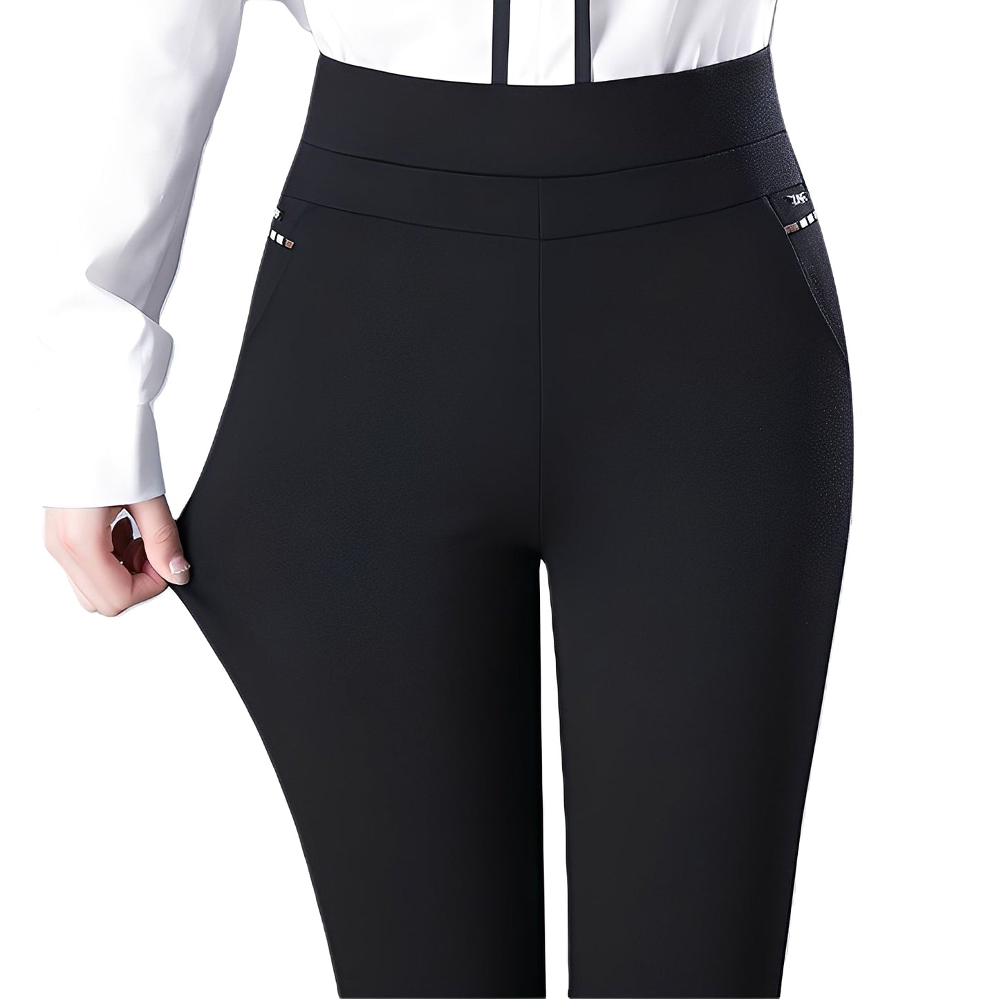 Wenda - Pantaloni cu talie înaltă și elastic pentru femei