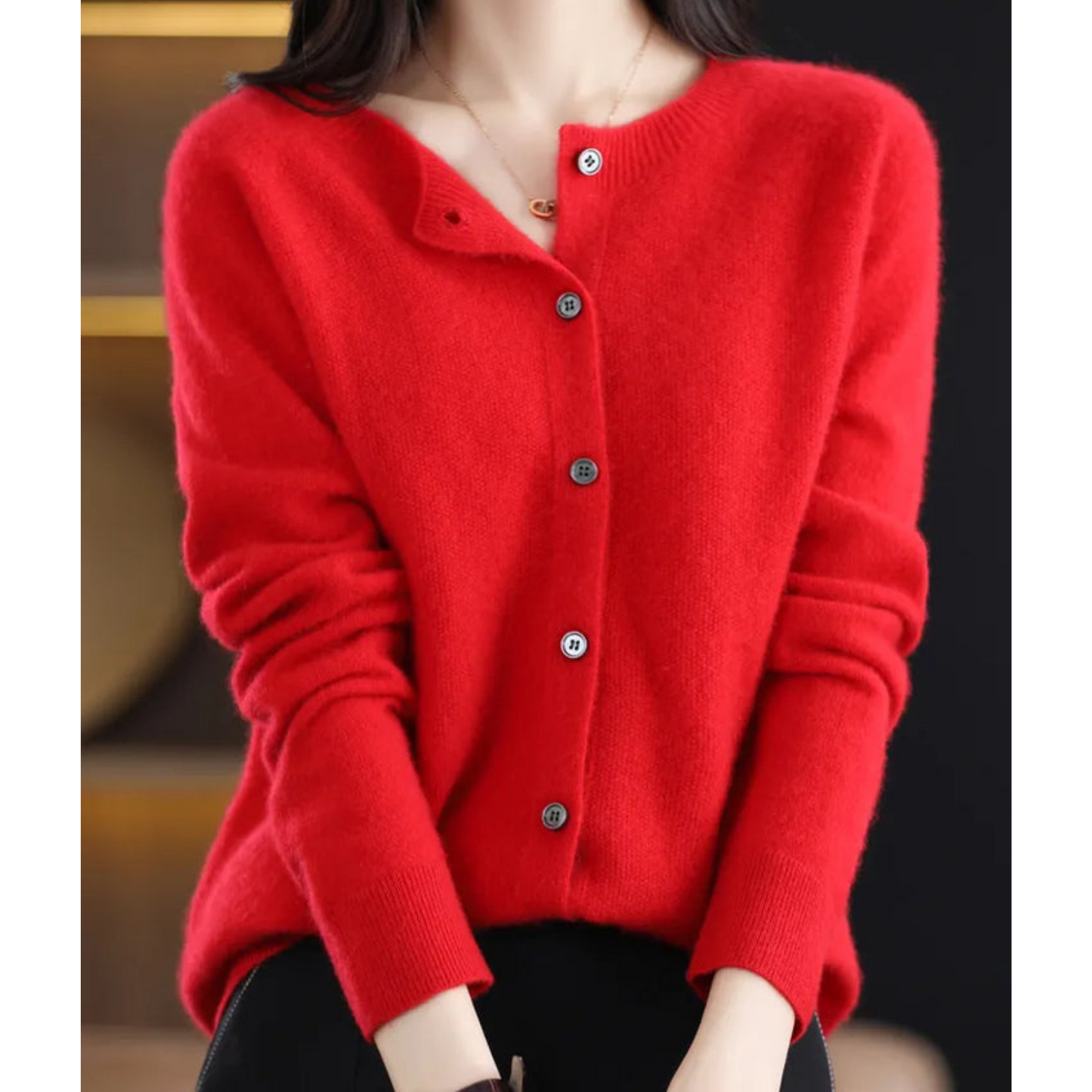 Mariví - Cardigan elegant cu guler rotund din lână