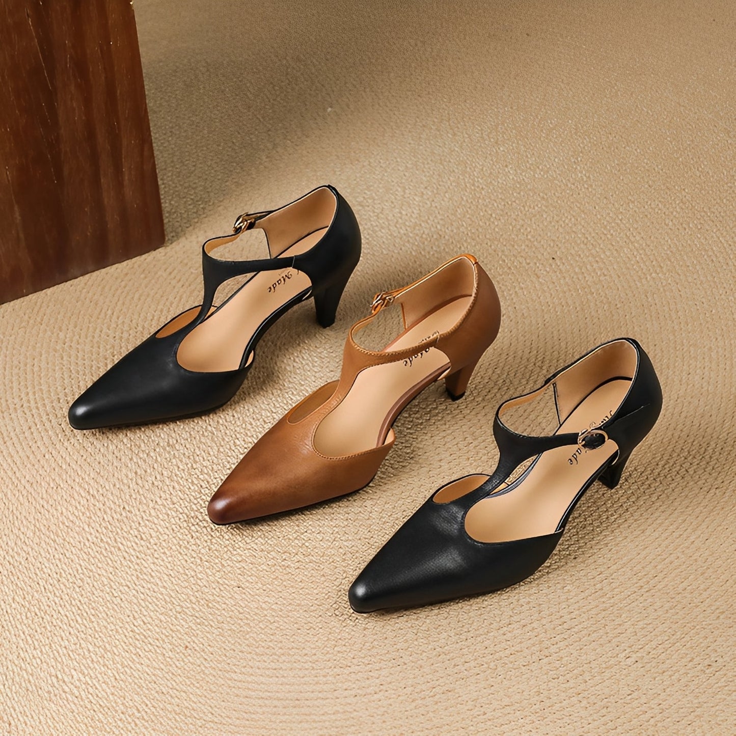 Sophie - Pantofi din piele casual cu baretă în formă de T pentru dame