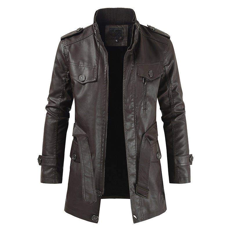Howard - Trench retro de piele pentru bărbați