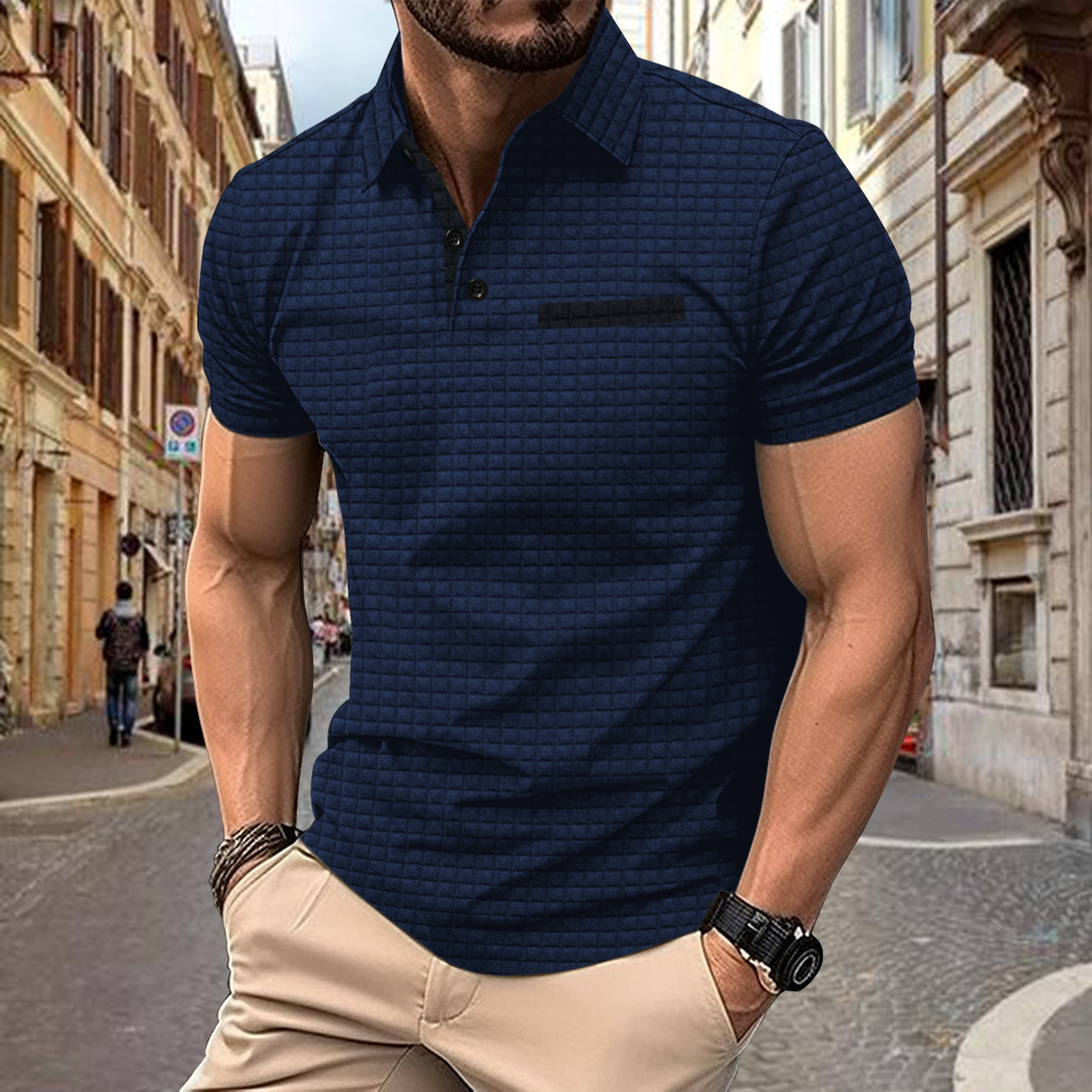 Jamison - Tricou Polo Slim-Fit cu Carouri pentru Bărbați