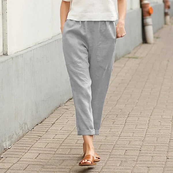 Ember - Pantaloni largi din in și bumbac