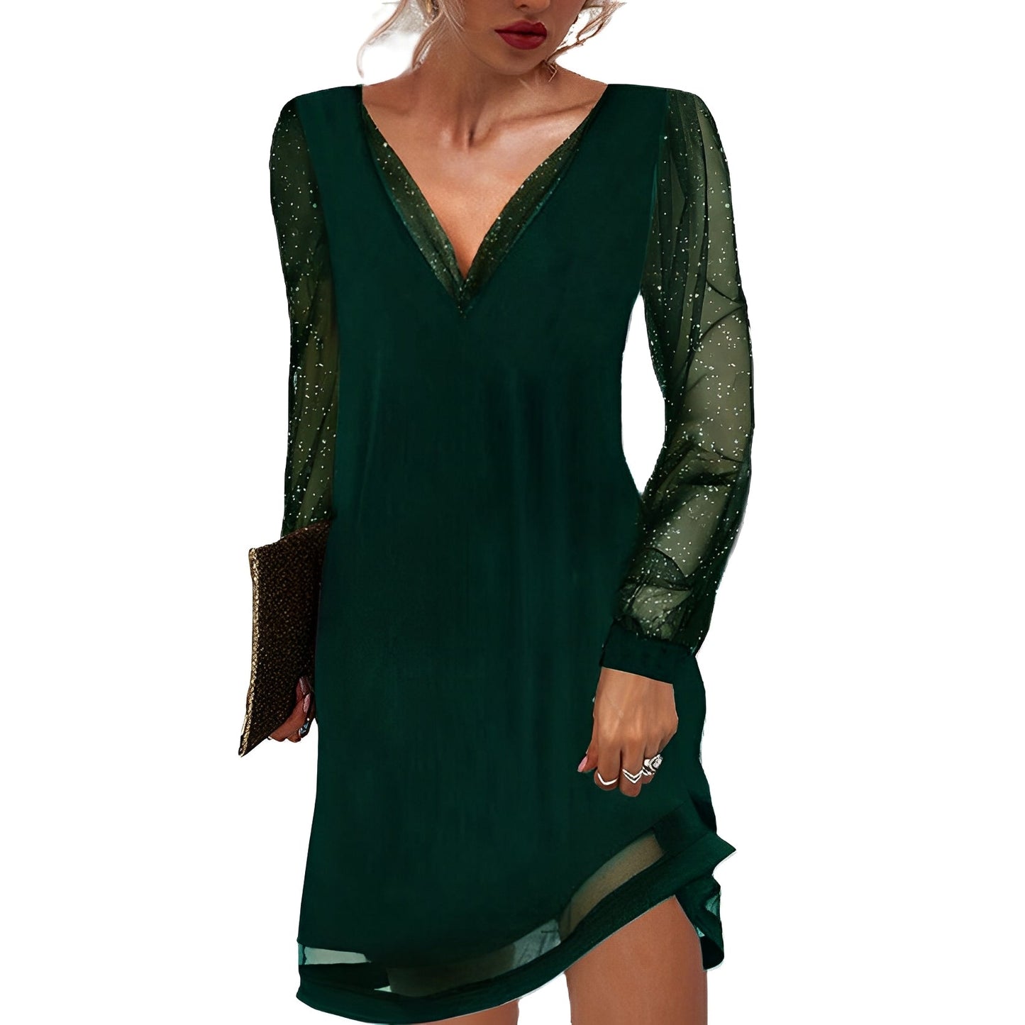 Annalee - Rochie elegantă cu mâneci transparente pentru dame