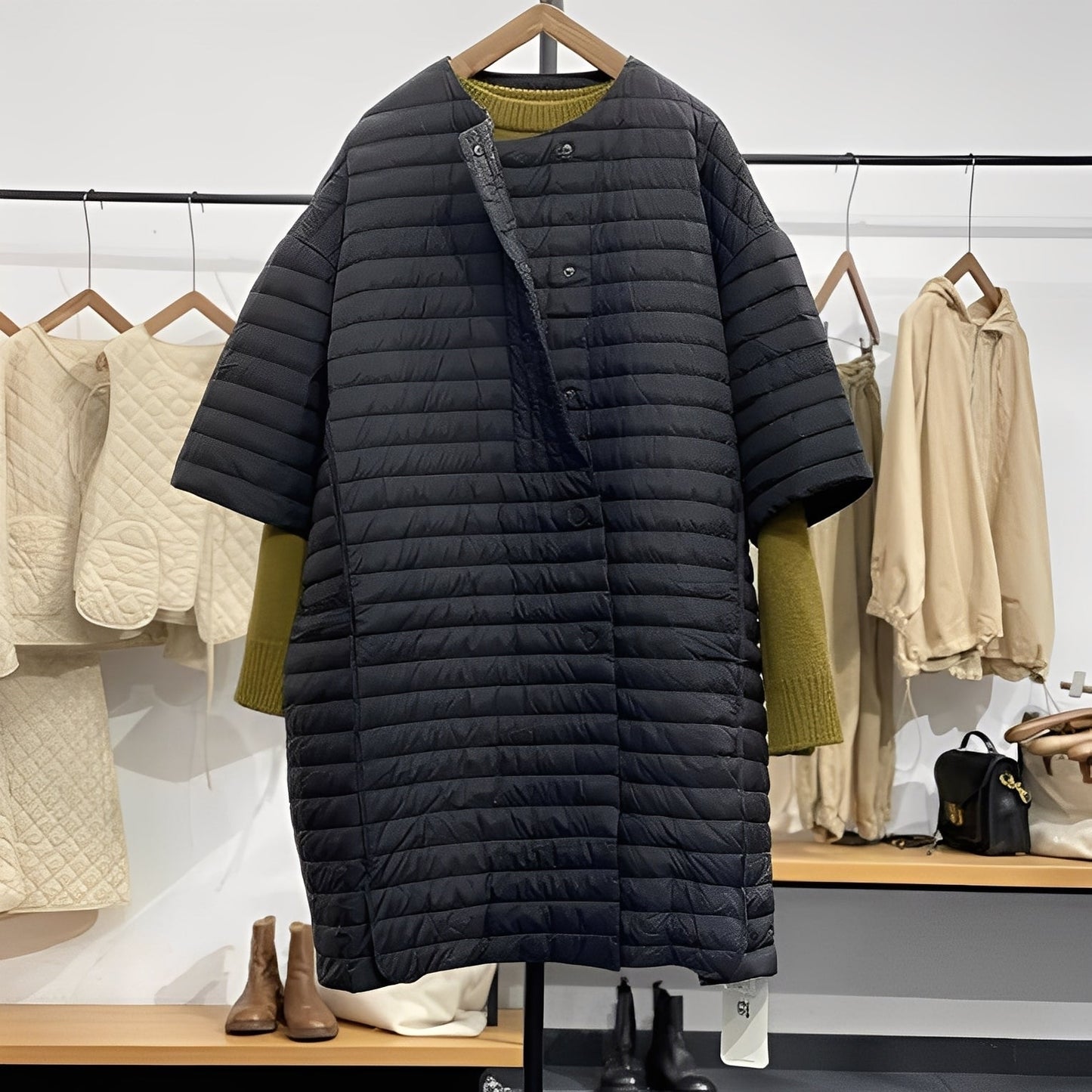 Gladys - Manta casual în marime mare cu nasturi pentru femei