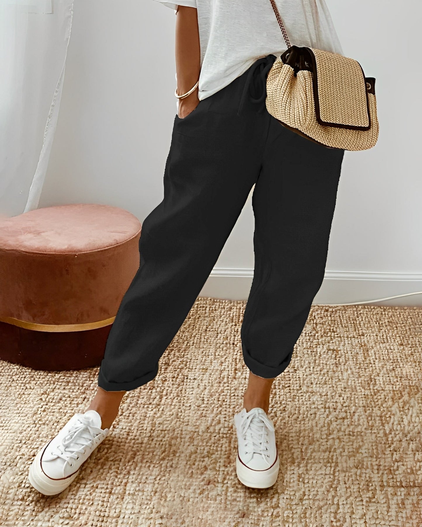 Sherie - Pantaloni lejeri, casual din in pentru femei