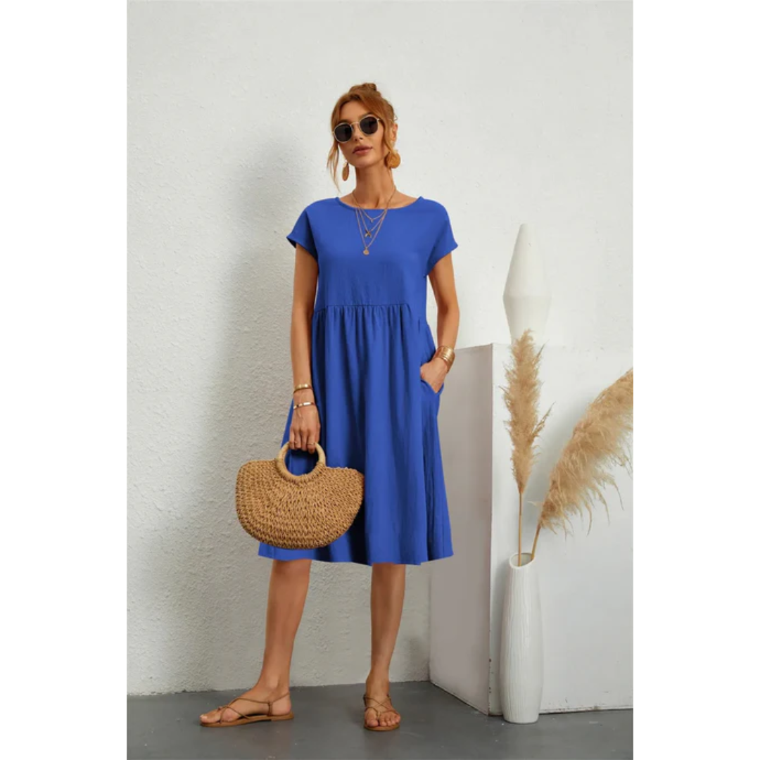 Menali - Rochie de Vară Damă Mânecă Scurtă Midi