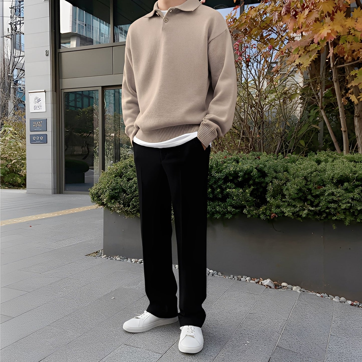 Bernard - tricou polo cu mânecă lungă pentru bărbați