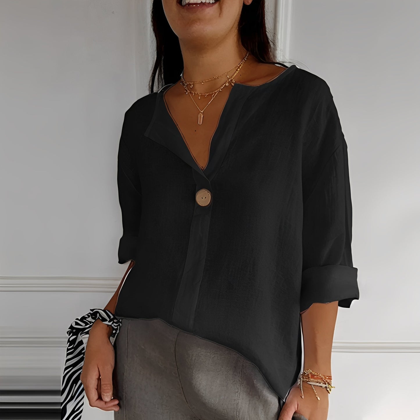 Noémie - Bluză lejeră cu decolteu în V pentru femei