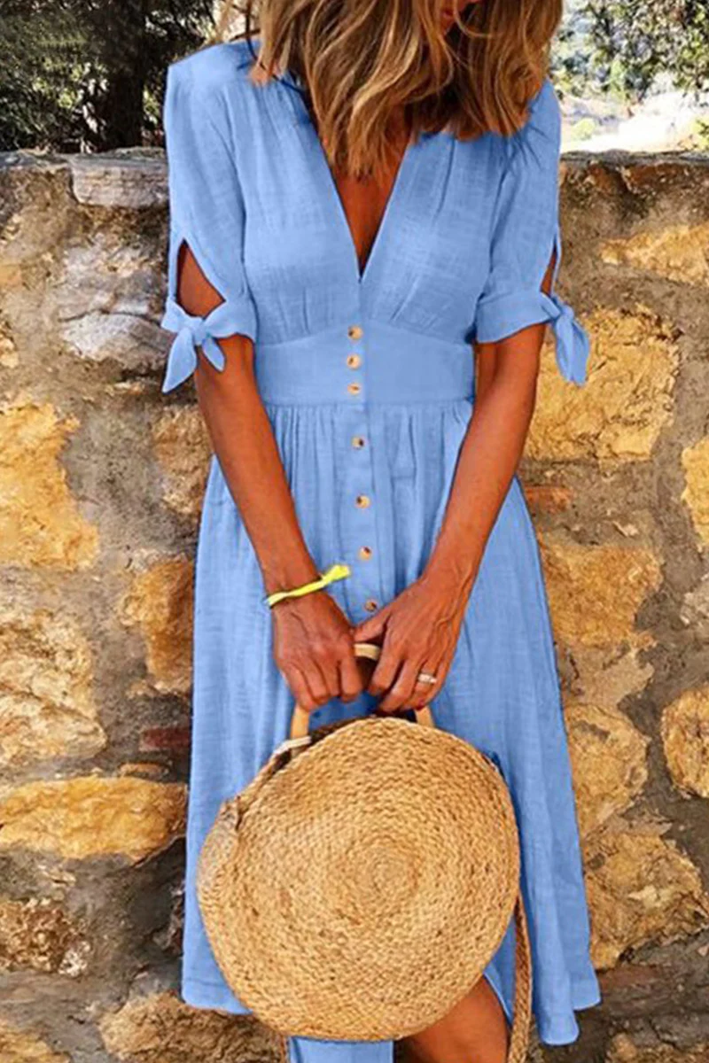 Avie – Rochie Trapez cu Guler V Clasic
