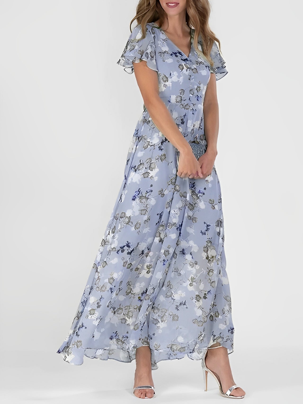 Giselle - Rochie midi elegantă cu imprimeu floral pentru femei