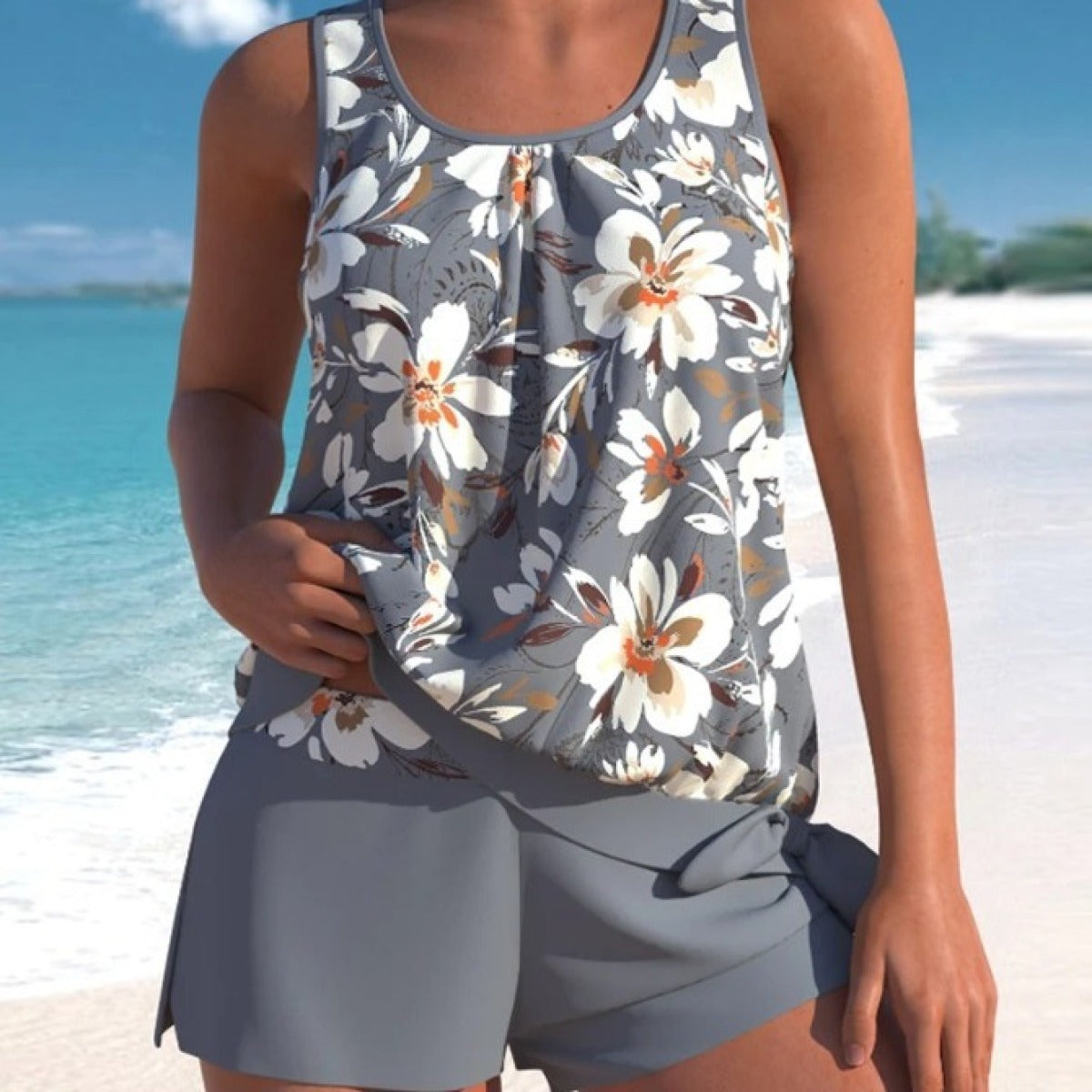 Adalina – Costum Două Piese de Vară cu Imprimeu Floral