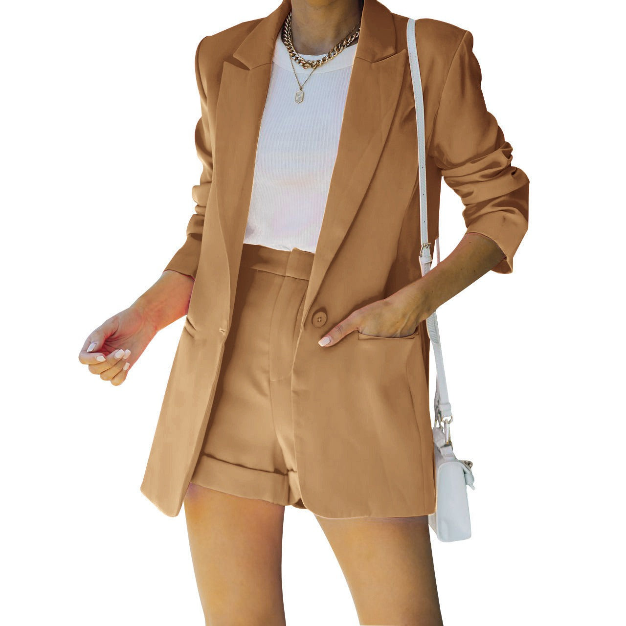 Eliana - Elegant Complet Blazer & Pantaloni Scurți de Primăvară