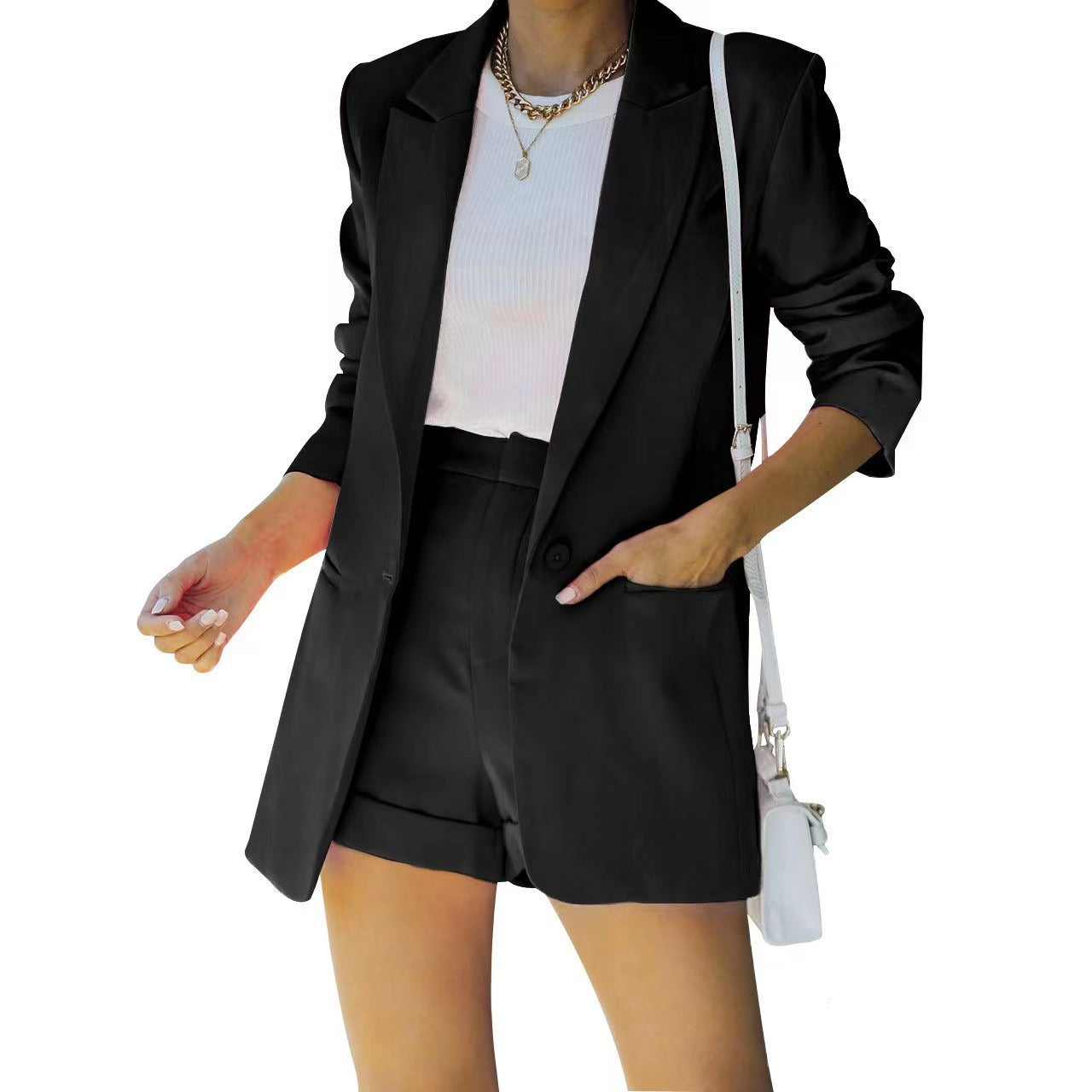 Eliana - Elegant Complet Blazer & Pantaloni Scurți de Primăvară