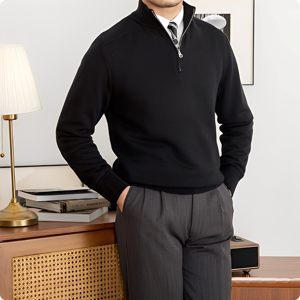 Wystan - Pulover din lână tricotat stilat pentru bărbați