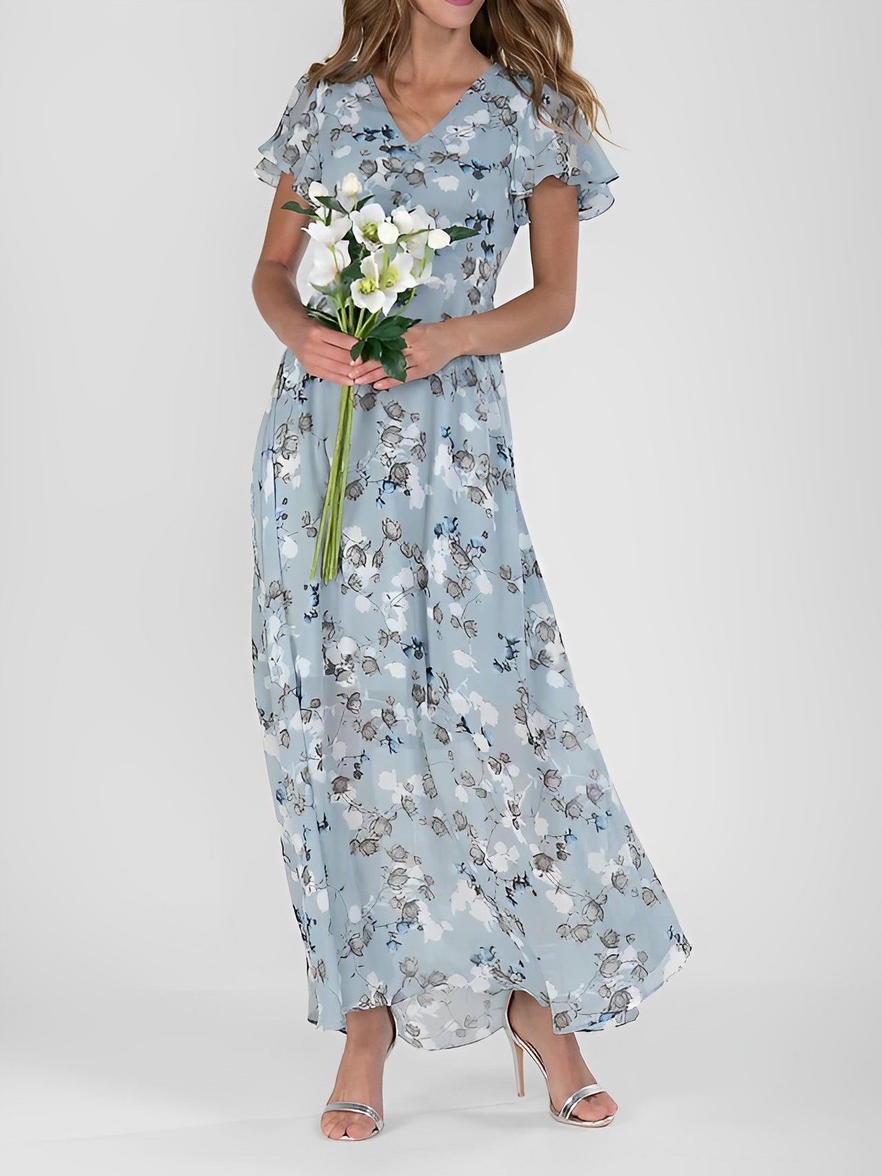 Giselle - Rochie midi elegantă cu imprimeu floral pentru femei